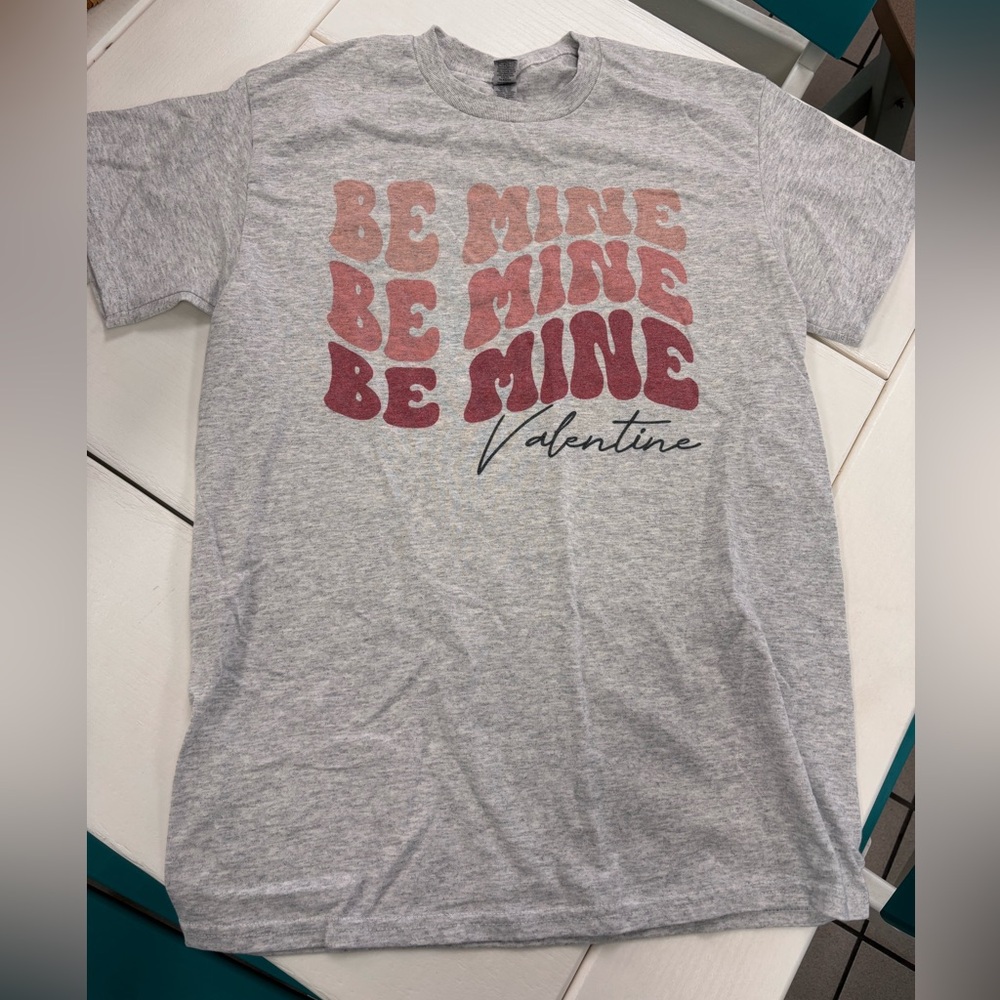 Be Mine Graphic Tee Gray Pink Black